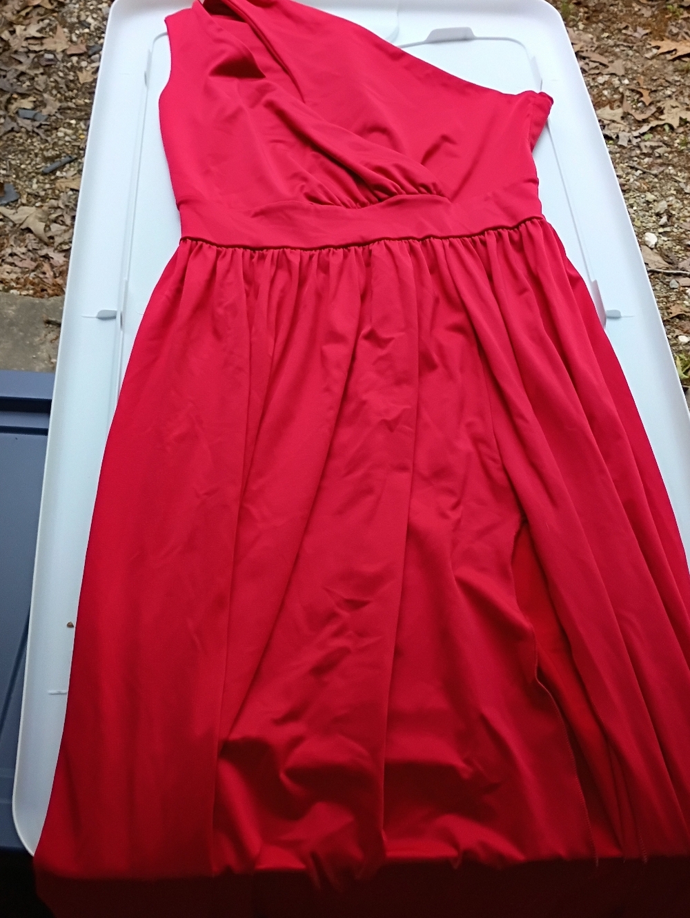 Source Unknown Red One-Shoulder Girls Formal Dress